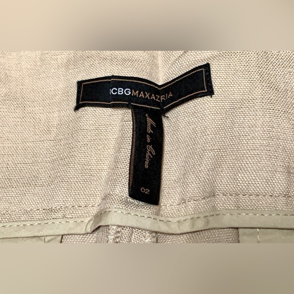 Women’s 2 BCBGMAXAZRIA Tabatha Wide Leg Beige Khaki Linen Blend Pants - Picture 6 of 16